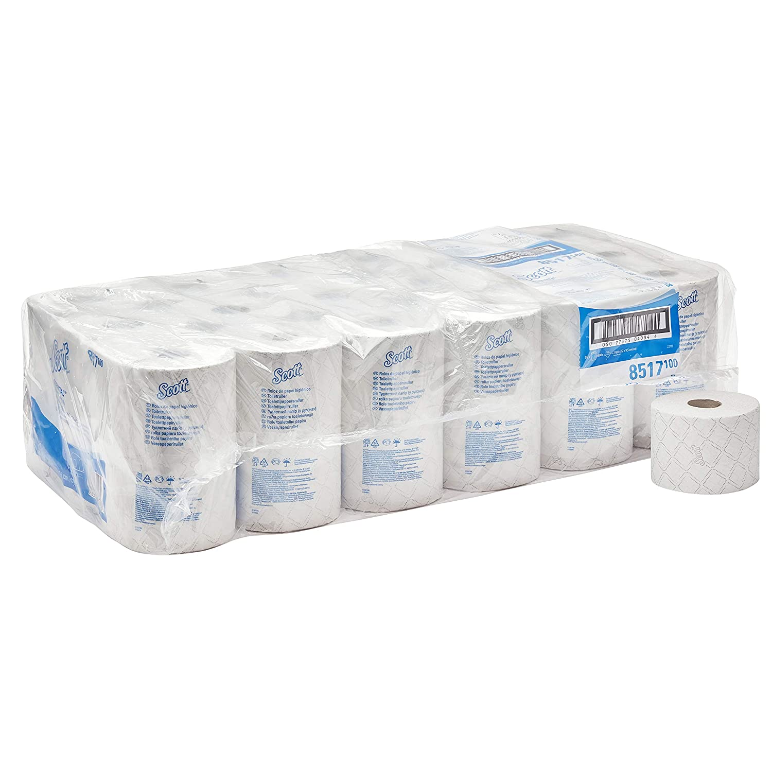 Scott Essential, 8517, Standard Roll Toilet Tissue, 2 ply, White, 36 rolls x 600 sheets, 36 rolls x 600 white