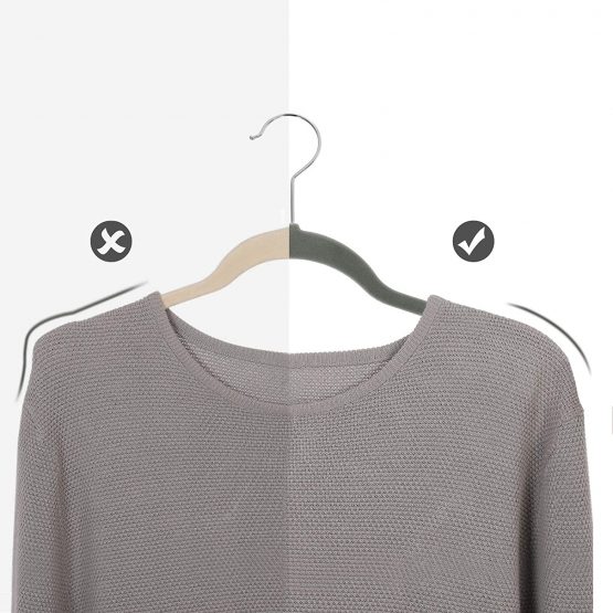 SONGMICS Set of 30 Velvet Hangers, 42 cm Long, Thin and Durable, High Load Capacity, with 360° Swivel Hooks, for Coats Shirts Suits, Grey CRF26V - Image 4