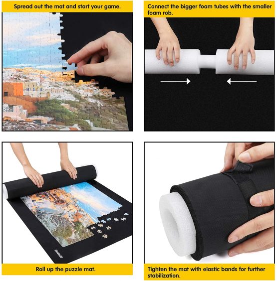 Becko Puzzle Roll Mat Jigsaw Storage Mat with Foam Roller, Jigroll Up to 1,500 Pieces, Upgraded
