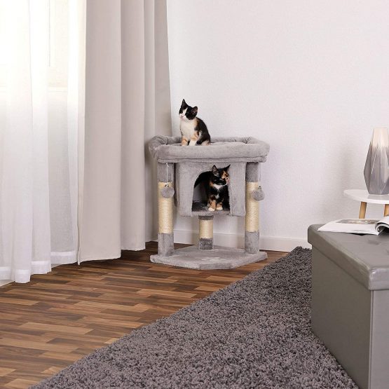 GC GAVENO CAVAILIA dibea KB00330 Climbing Tree Cat Scratching Post Height 60 cm Light Grey - Image 2