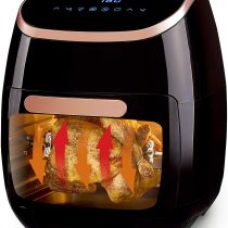 Tower Xpress Pro T17039RGB Vortx 5-in-1 Digital Air Fryer Oven with Rapid Air Circulation, 60-Minute Timer, 11 L, 2000 W, Black and Rose Gold