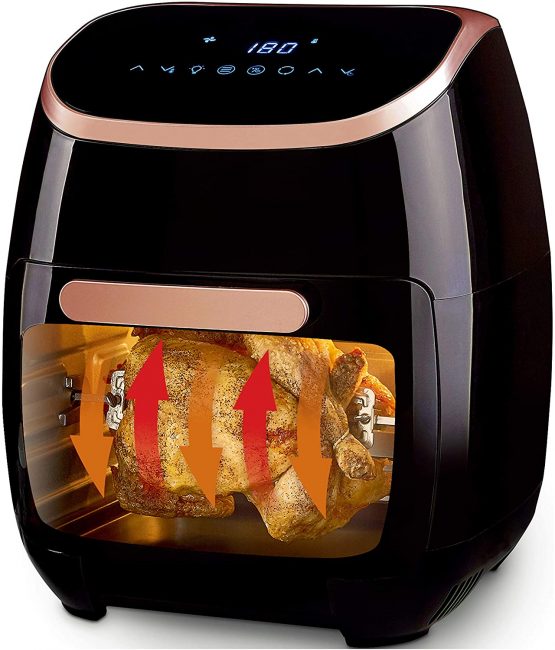 Tower Xpress Pro T17039RGB Vortx 5-in-1 Digital Air Fryer Oven with Rapid Air Circulation, 60-Minute Timer, 11 L, 2000 W, Black and Rose Gold