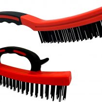 Wire Brush Twin Pack of Heavy Duty Steel Brush With Easy to Hold Plastic Handle, Wire Brushes for Cleaning Rust and Heavy Dirt