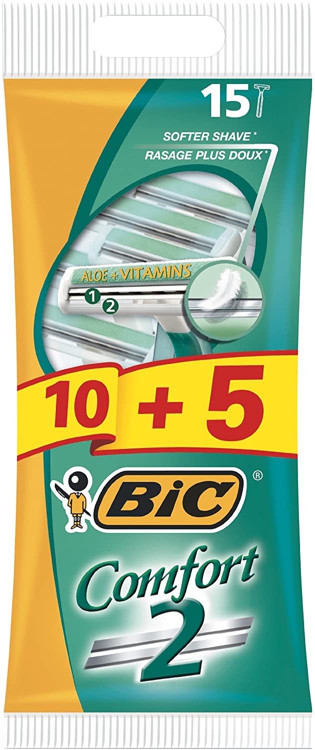 Bic Men’s Comfort 2 Razor, 1 Pack of 10 + 5