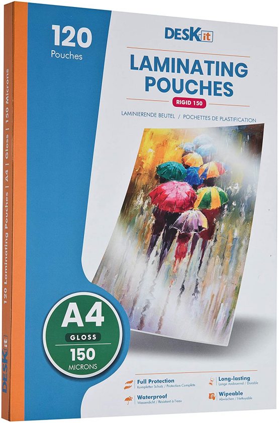 Deskit Laminating Pouches A4, Gloss, 120 Sheets, 150 Microns - Clear and Durable Presentations - Ideal Rigidity for Everyday Use - Image 3
