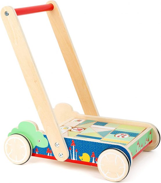 Small Foot 11435 11435Building Walker Move it, Made of Wood, with 27 Building Blocks with Prints, for Baby's First Steps Toys, Multicolored - Image 2