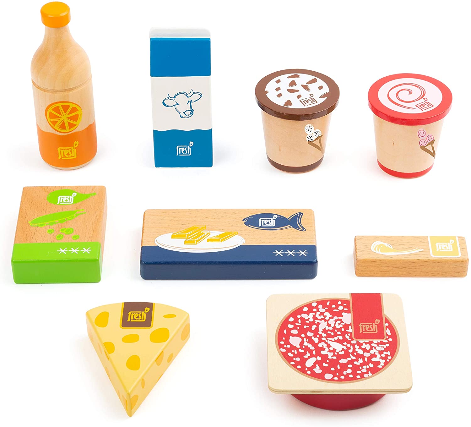 Small Foot 11441 Frozen and Chilled Food Set fresh, made of wood, accessories for play stores & kitchens, 9 pcs - Image 2