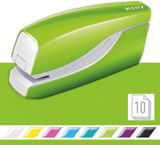 Leitz 55661054 Electric Stapler, 10 Sheet Capacity, Battery Powered, WOW Range, Green