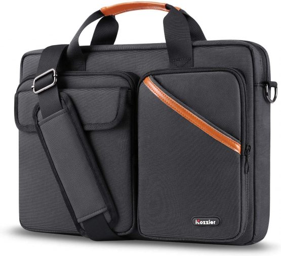 iCozzier 13-13.3 Inch Multi-Pocket Laptop Sleeve Briefcase Large Capacity Shoulder Bag Electronic Accessories Organizer Waterproof Messenger Carrying Case - Black