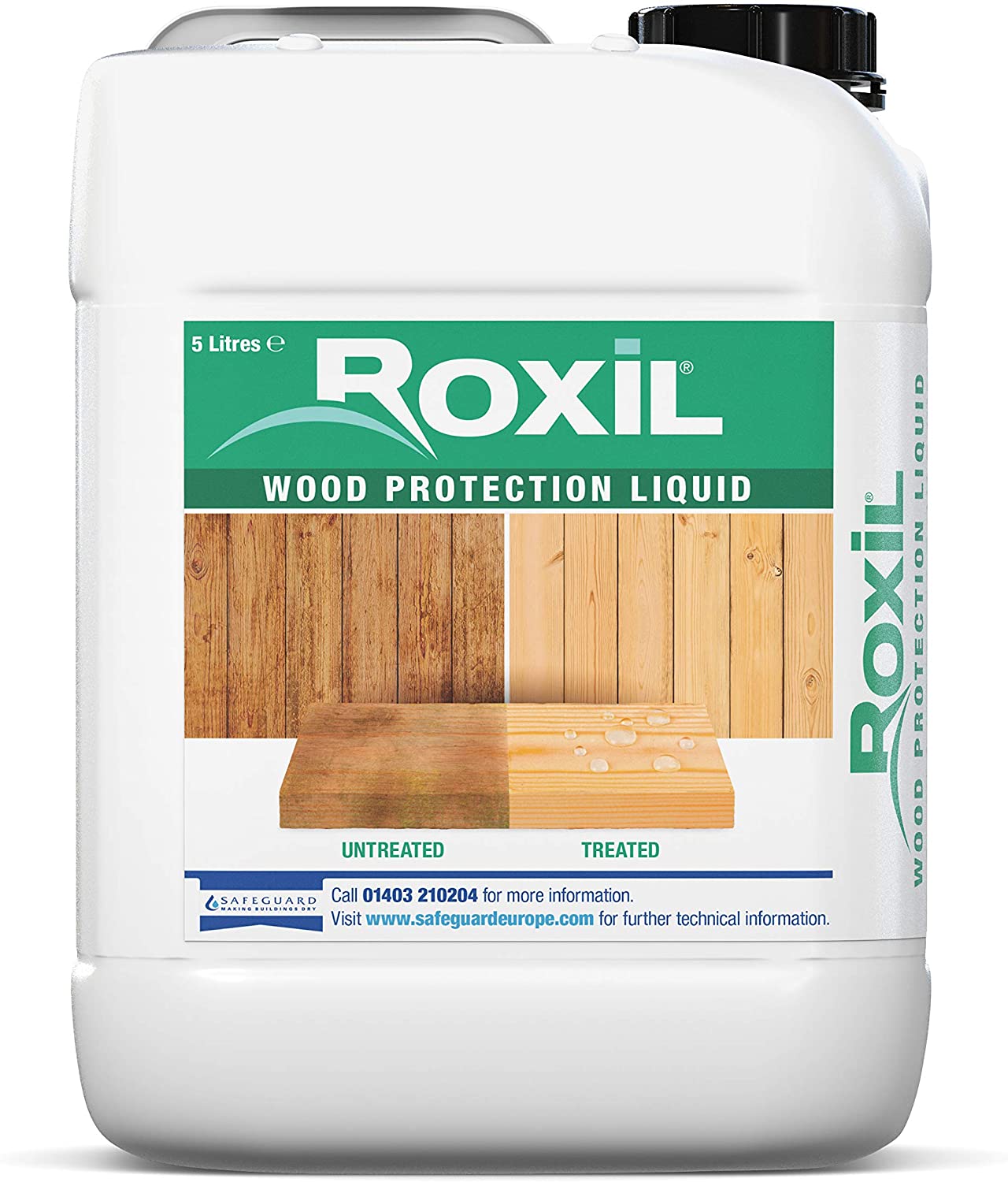 Roxil Wood Waterproofing Liquid (5L Clear) Wood Preserver Outdoor, Wood Sealer for decking Fence, Sheds and Furniture