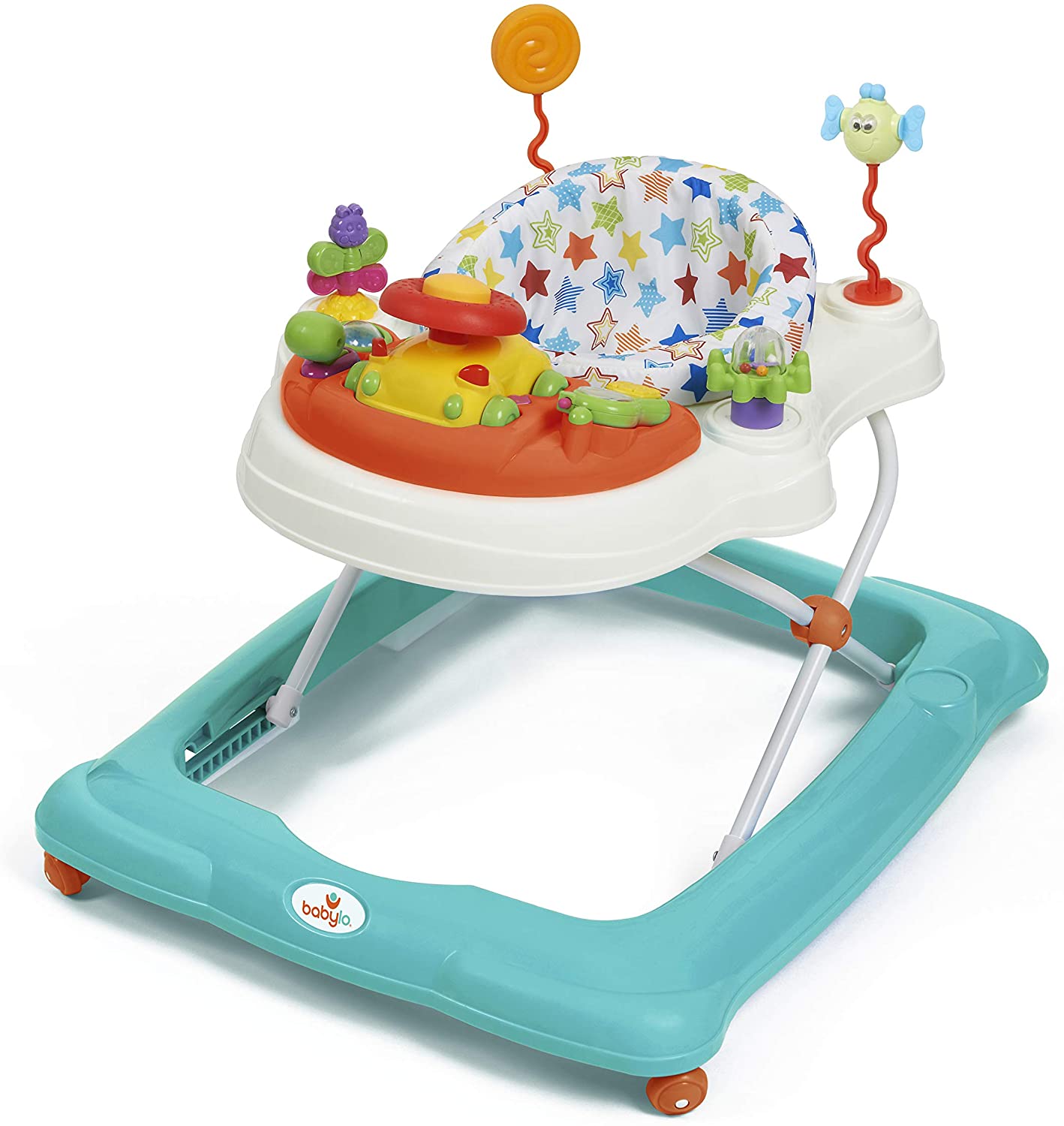Babylo Twist About Baby Walker with Activities and Electronic Games, Height Adjustable and 120 Degree Padded Swivel seat