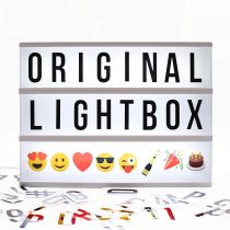 Locomocean A4 Cinematic Lightbox | Incl 160 Letters & Emoji (Christmas Emoji Included) | Illuminated Light Up Box Sign | Battery or USB Powered | Integrated Letter Storage for 220 Tiles and USB Lead.