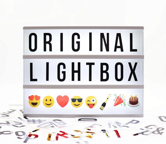 Locomocean A4 Cinematic Lightbox | Incl 160 Letters & Emoji (Christmas Emoji Included) | Illuminated Light Up Box Sign | Battery or USB Powered | Integrated Letter Storage for 220 Tiles and USB Lead.