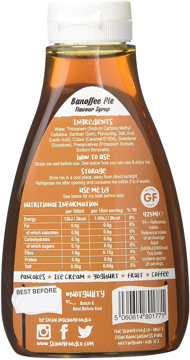The Skinny Food Zero Calorie Banoffee Pie Syrup, Colored, 500 g, 500 g (Pack of 1) - Image 2