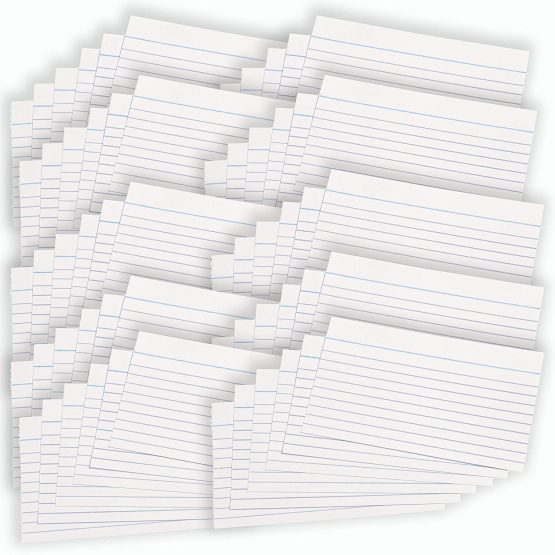 [1000 Pack] Revision Cards 5x3 White Record Cards FlashCards Ruled (5"x 3") 127mm x 76mm Blank Flash Cards Index Cards