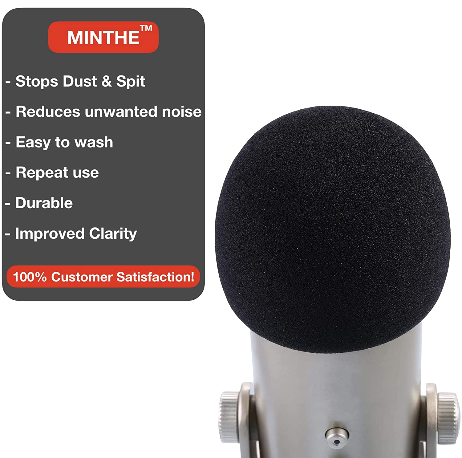 MINTHE™ Blue Yeti Mic Cover, Yeti Pro, MXL, Audio Technica and Other Large Microphones, Microphone Cover Foam - Image 3