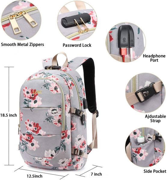 Backpack Womens, Anti Theft Business Travel Laptop Backpack with RFID Signal Blocking Pocket USB Charging Port, Water-Resistant Slim Backpack Fit 15.6 Inch Laptop Computer Work School Rucksack - Image 2