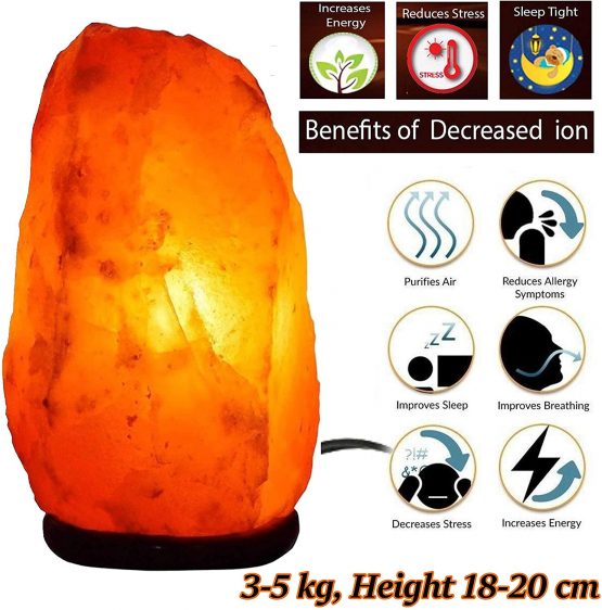 Himalayan Crystal Pink Rock Salt Lamp 100% Authentic IONES Relax Aromatherapy Beautifully Hand Crafted Pink Lamps Comes with Complete Standard Electric Fitting (3-5kg)