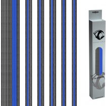 Reaper Cable Sleeved PSU Extension Set - Power Supply Extensions - 1x 24 Pin/ 2x 8 Pin/ 2x 6 Pin/ 1x 4+4 Pin - With Combs - 30cm (Carbon & Electric Blue)