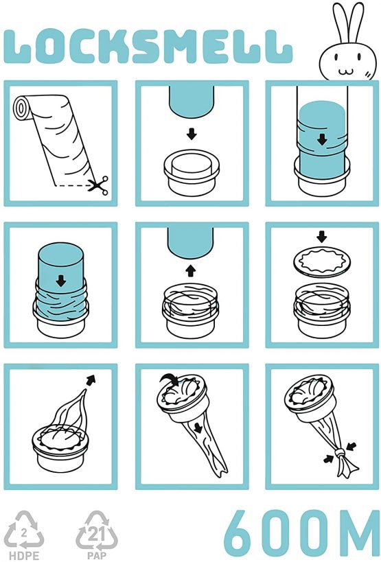 LOCKSMELL Nappy Bin Liner (600m) Compatible with Tommee Tippee Sangenic, Angelcare & Litter Locker II cartridges| Equivalent to 84 Angelcare, 60 Litter Locker II, 48 Sangenic Refills + REFILL TUBE - Image 2
