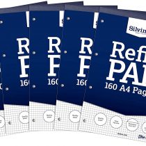 Silvine 160 Page A4 Refill Pad, Head Bound and Punched 4 Holes. Ruled 5mm Squares [Pack of 5]