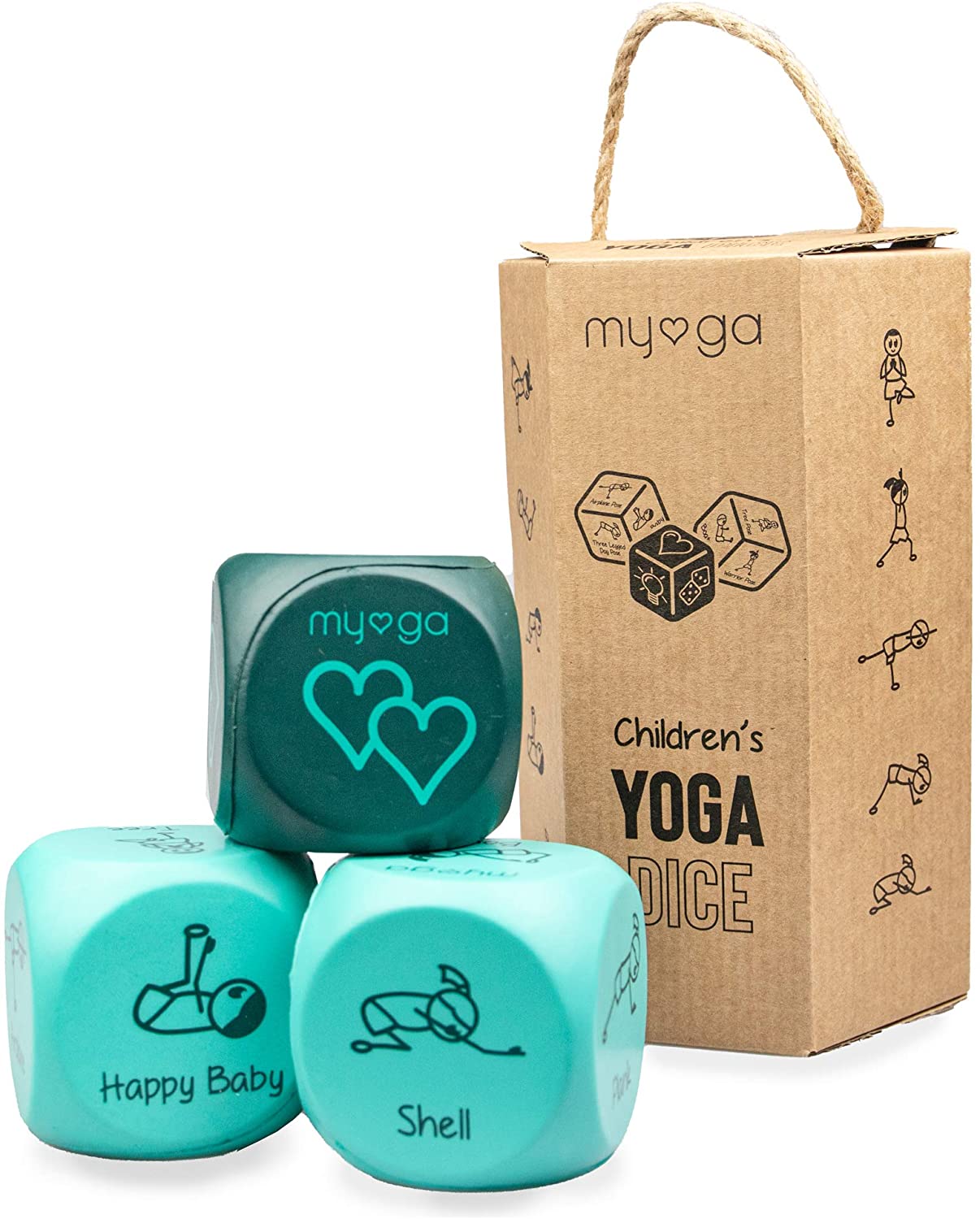 Myga Childrens Yoga Dice, Set of 3 Kids Dice with Yoga Poses and Actions for Exercise Fitness and Workout Fun