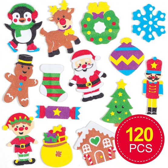 Baker Ross AT302 Christmas Foam Stickers, Festive Arts and Craft (Pack of 120), Assorted - Image 2