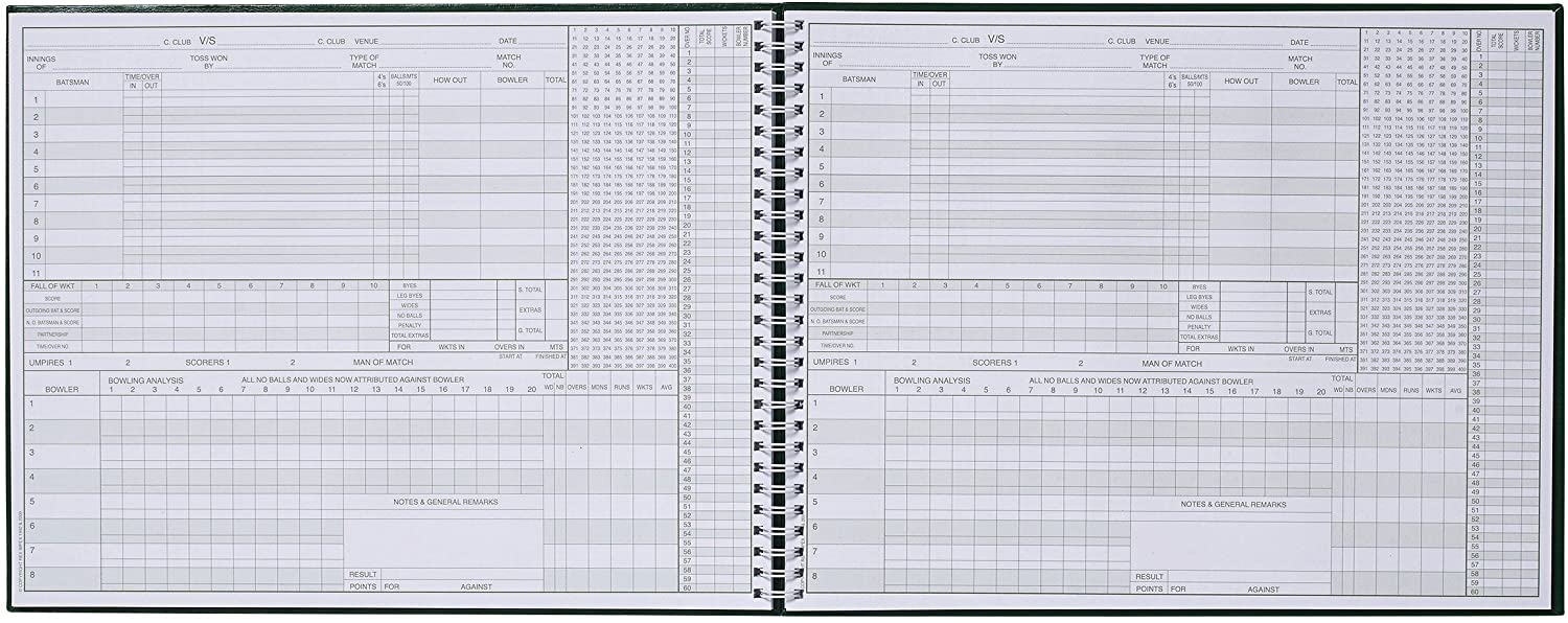 Gunn & Moore GM Cricket Scorebook, Green, 100 Innings - Image 2