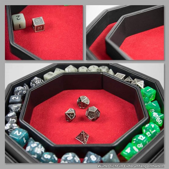 shibby dice board with dice tray and lid for all tabletop games - 23,5cm (red) - Image 4
