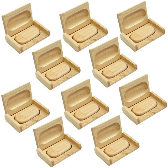 A Plus+ 10PCS 16GB Wooden USB Memory Sticks with 10 Wooden Boxes Gift USB Sticks in Bulk