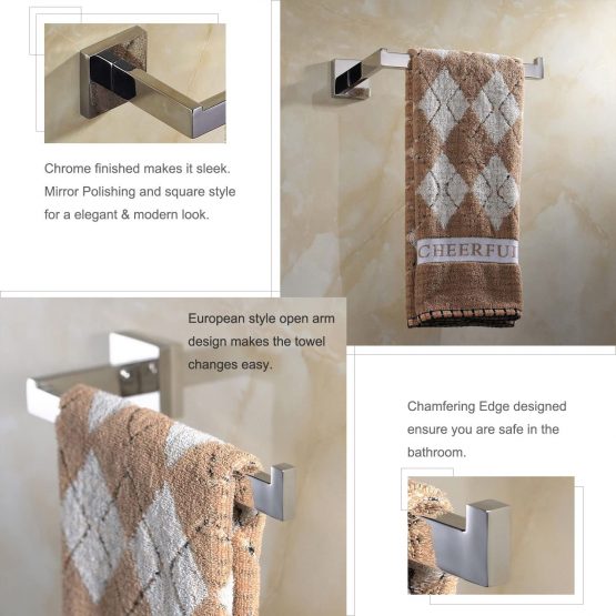 ThinkTop Mirror Polishing 304 Stainless Steel Chrome Finished Towel Bar Single Rack Hanging Holder, Wall Mount Bathroom Accessories - Image 4