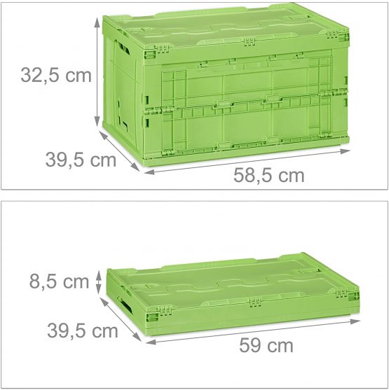 Relaxdays Professional Storage Box, Sturdy, Commercial Crate, Plastic, Lidded, 32.5x58x39.5cm, Grey - Image 4