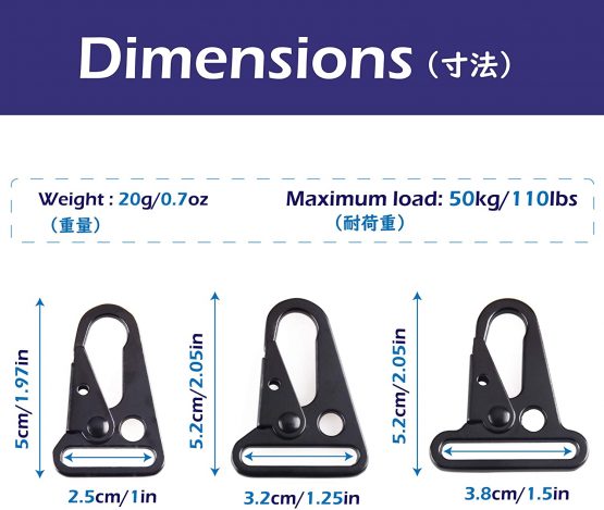 TRIWONDER Enlarged Mouth Clips Hooks Tactical Gear Clip Webbing Belt Carabiner Metal Keyring Buckle Hang Buckle Sling Clips for Backpack Camping Hiking - Image 2