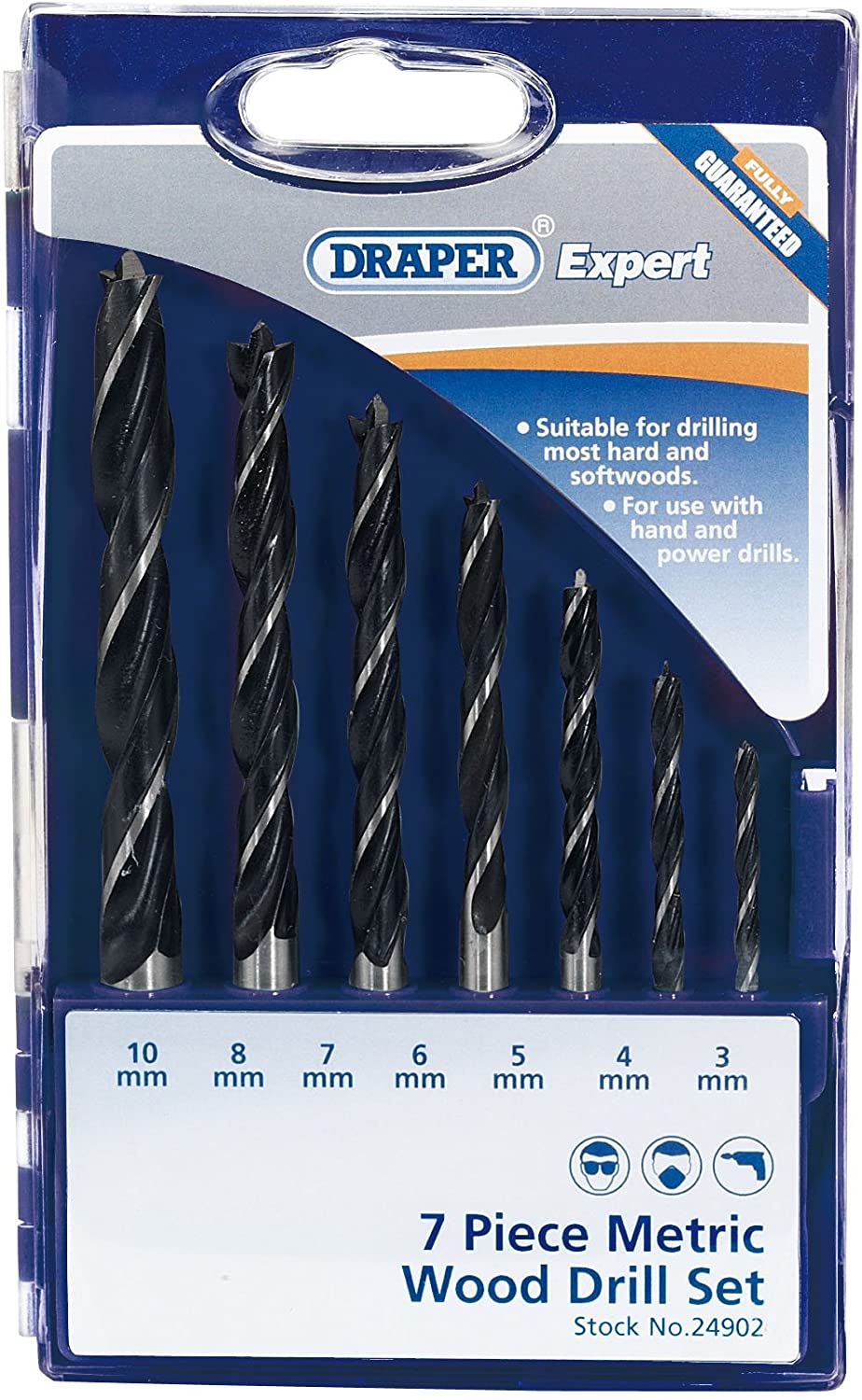 Draper 24902 Expert Metric Wood Drill Bit Set, 3mm-10mm, 7 Pcs, 7 Pieces