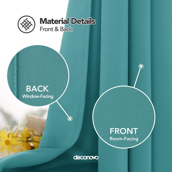 Deconovo Home Decoration Thermal Insulated Curtains Blackout Curtains Pencil Pleat Curtains for Kids Turquoise W55 x L79 Inch 2 Panels - Image 3