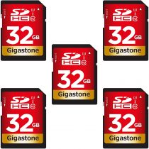 Gigastone 32GB 5 Pack SD Card UHS-I U1 Class 10 SDHC Memory Card High-Speed Full HD Video Canon Nikon Sony Pentax Kodak Olympus Panasonic Digital Camera