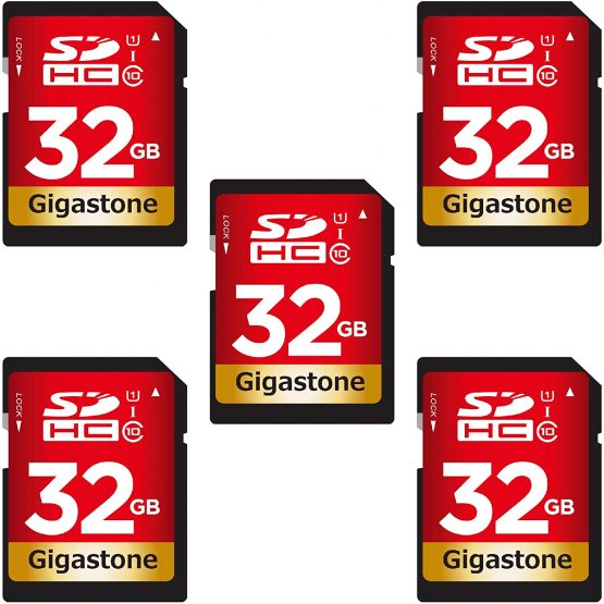 Gigastone 32GB 5 Pack SD Card UHS-I U1 Class 10 SDHC Memory Card High-Speed Full HD Video Canon Nikon Sony Pentax Kodak Olympus Panasonic Digital Camera