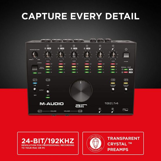 M-Audio AIR 192|14 - 8-In/4-Out USB Audio / MIDI Interface with Recording Software from Pro-Tools and Ableton Live, Plus Studio-Grade FX and Virtual Instruments - Image 2