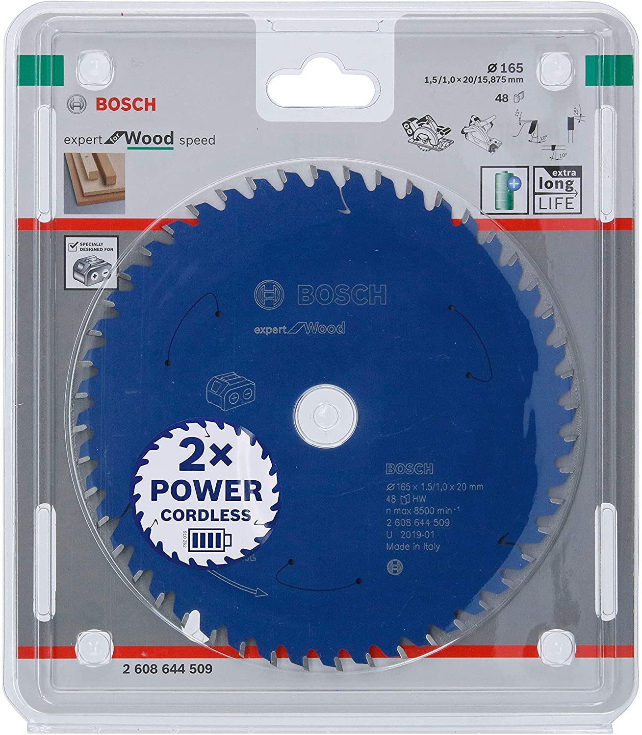 Bosch Professional Circular Saw Blade Expert (for Wood 165 x 20 x 1.5 mm, 48 teeth; Accessories: Cordless Circular Saw)