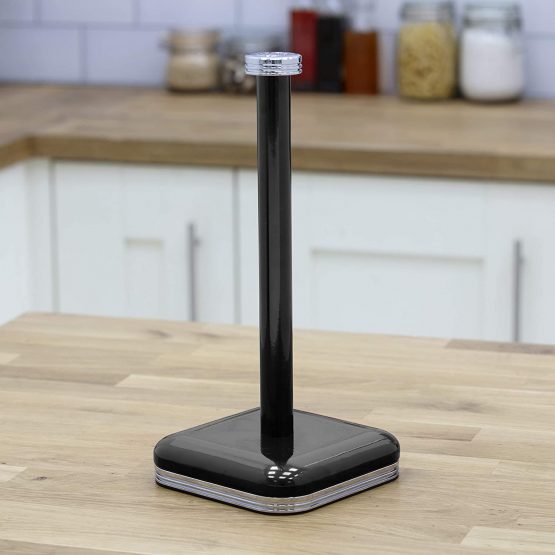 Swan SWKA1040BN Retro Kitchen Roll Holder with Steel Weighted Base, Black - Image 2