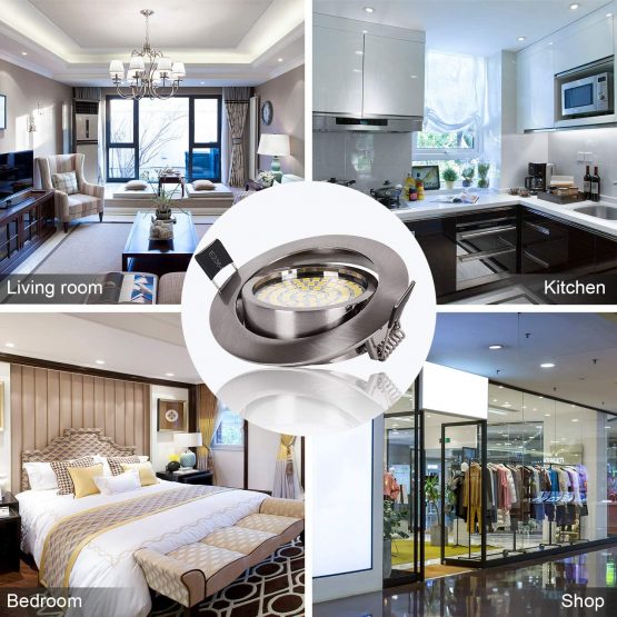 HYDONG LED Recessed Ceiling Spot Lights 5W Cool White 6000K Downlight Ultra Slim Not Dimmable Rotatable Spotlights IP20 Protection for Living Room Bedroom Kitchen, Open Hole Size 75-80mm, Pack of 8 - Image 3