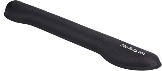 StarTech Foam Keyboard Wrist Rest for Ergonomic Typing Support - Padded Non-Slip Keyboard Cushion - Laptop or Desktop Computer Keyboard Wrist, Hand & Arm Rest - Soft Black Nylon Rest Pad (WRSTRST)