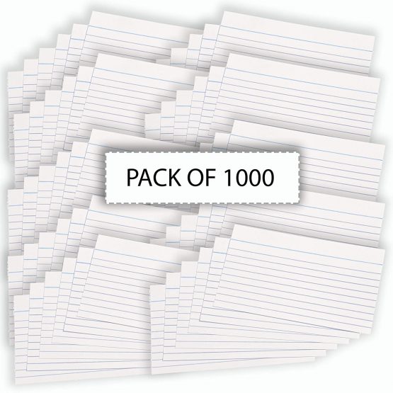 [1000 Pack] Revision Cards 5x3 White Record Cards FlashCards Ruled (5"x 3") 127mm x 76mm Blank Flash Cards Index Cards - Image 2