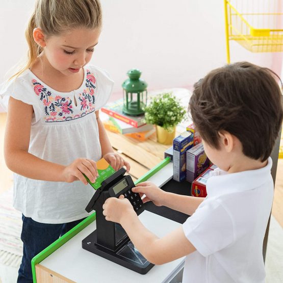 Teamson Kids Austin Wooden Pretend Grocery Role Play Shop For Children With Conveyor Belt UK-TD-13206B - Image 3