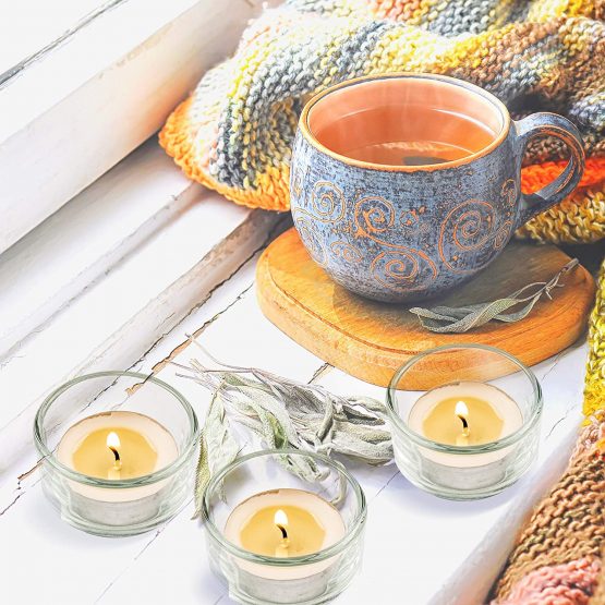 MATANA - 24 Transparent Glass Tea Light Candle Holders - 5cm - Image 2