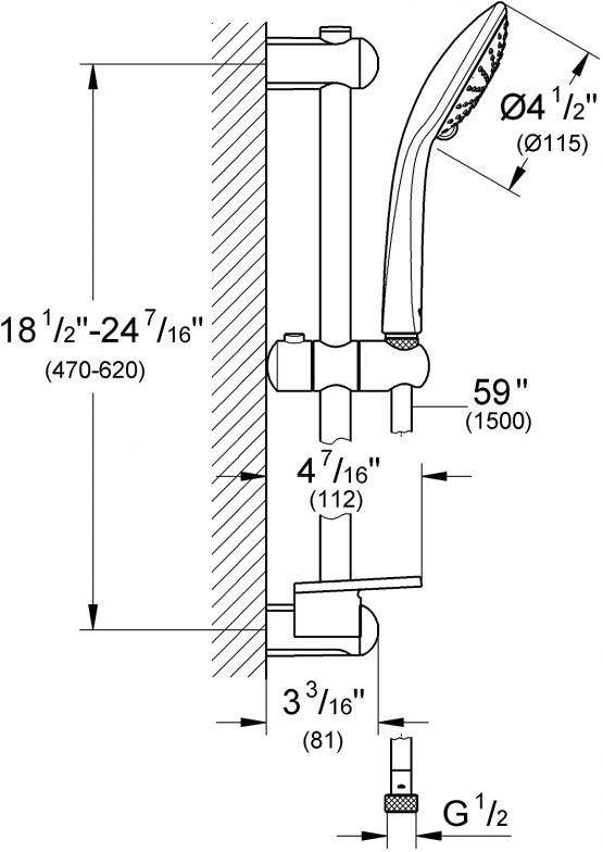 GROHE 27243001 | Euphoria 110 Massage Shower Rail Set - Image 2