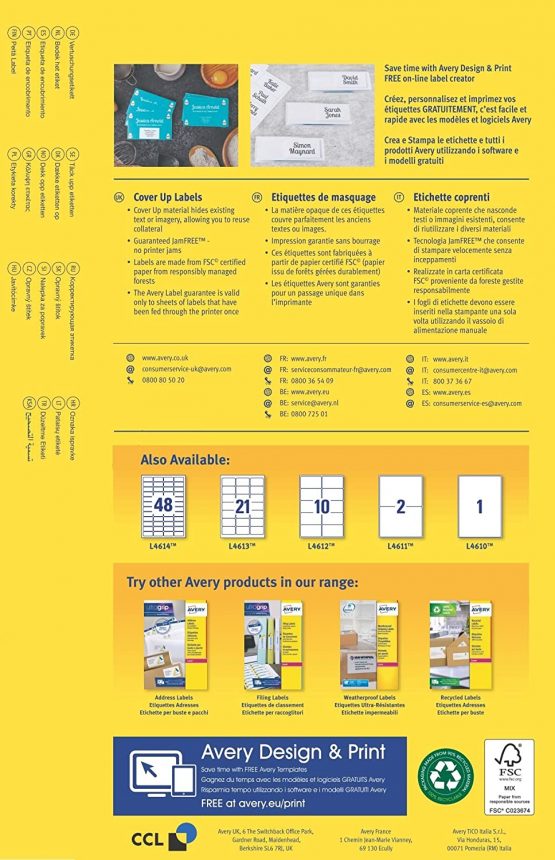 Avery L4613-25 Cover Up Labels, 63.5 x 38.1 mm - Image 2
