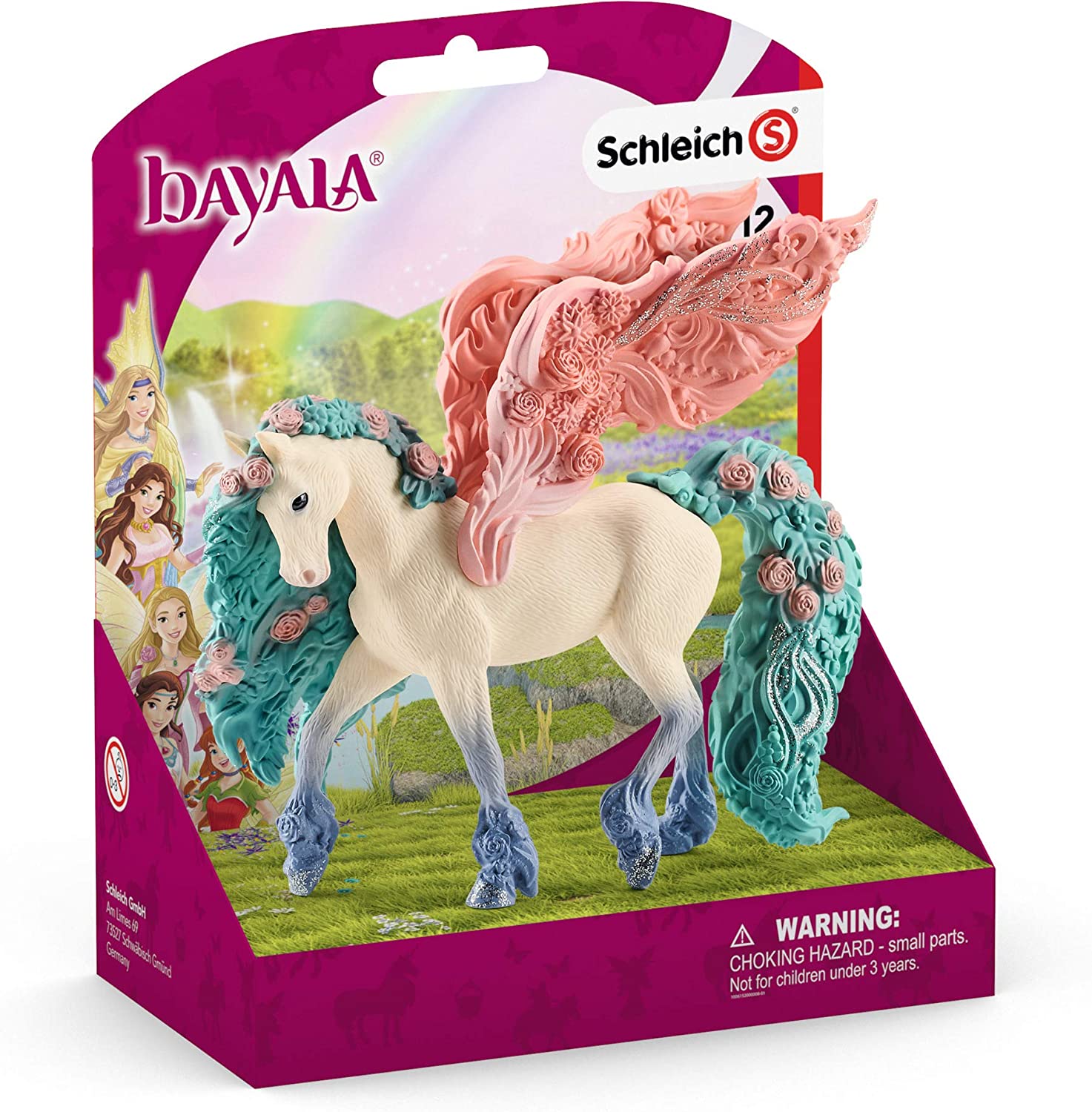 SCHLEICH Bayala 70590 Majestic Sparkle Flower Pegasus, Magical Toy Figurine with Glittery Detail, Part of BAYALA Theme World