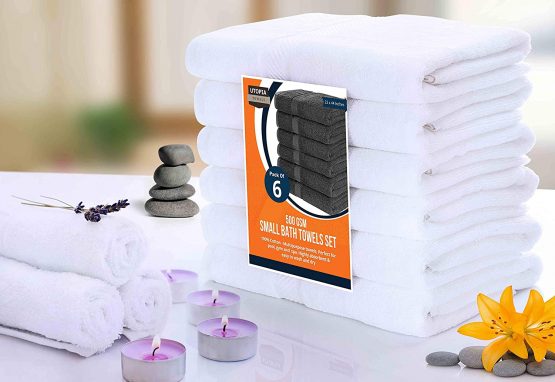 Utopia Towels - Premium 100 % Cotton White Small Bath Towel Set (6 Pack, 56 x 112 Centimetres) - Lightweight, High Absorbency - Multipurpose Quick Drying Pool Gym White Towel Set - Image 4