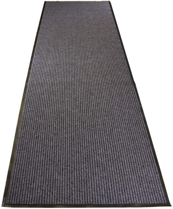 Nisorpa Carpet Runner 90x300cm Dirt Stopper Rubber Backed Door Mat Long Hallway Hall Rug Non-Slip Kitchen Flooring Mat for Home Office Kitchen Indoor and Outdoor Use Anthracite